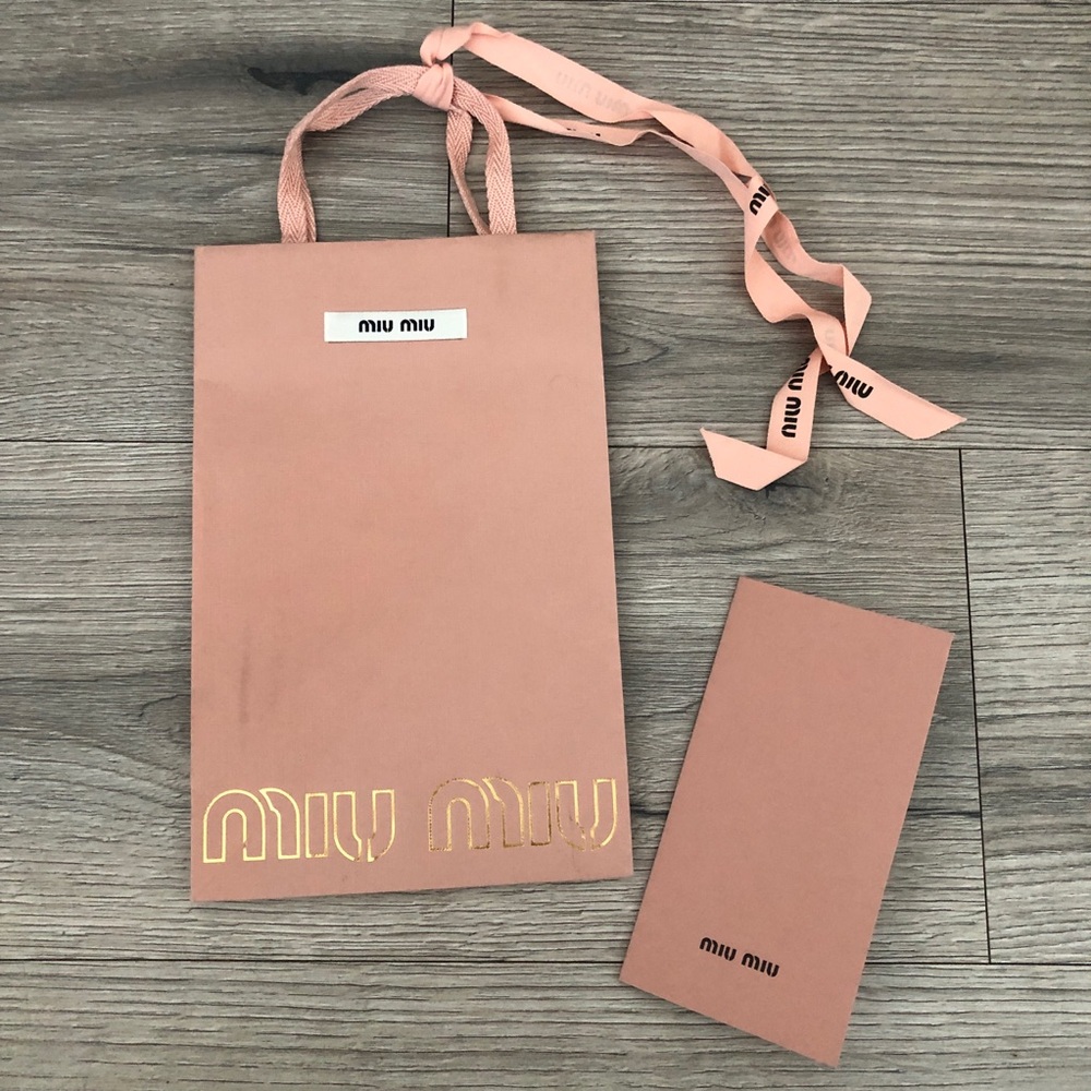 Miu Miu Shopping Bag with Receipt Cover Card 9.8” x 6.25” inches